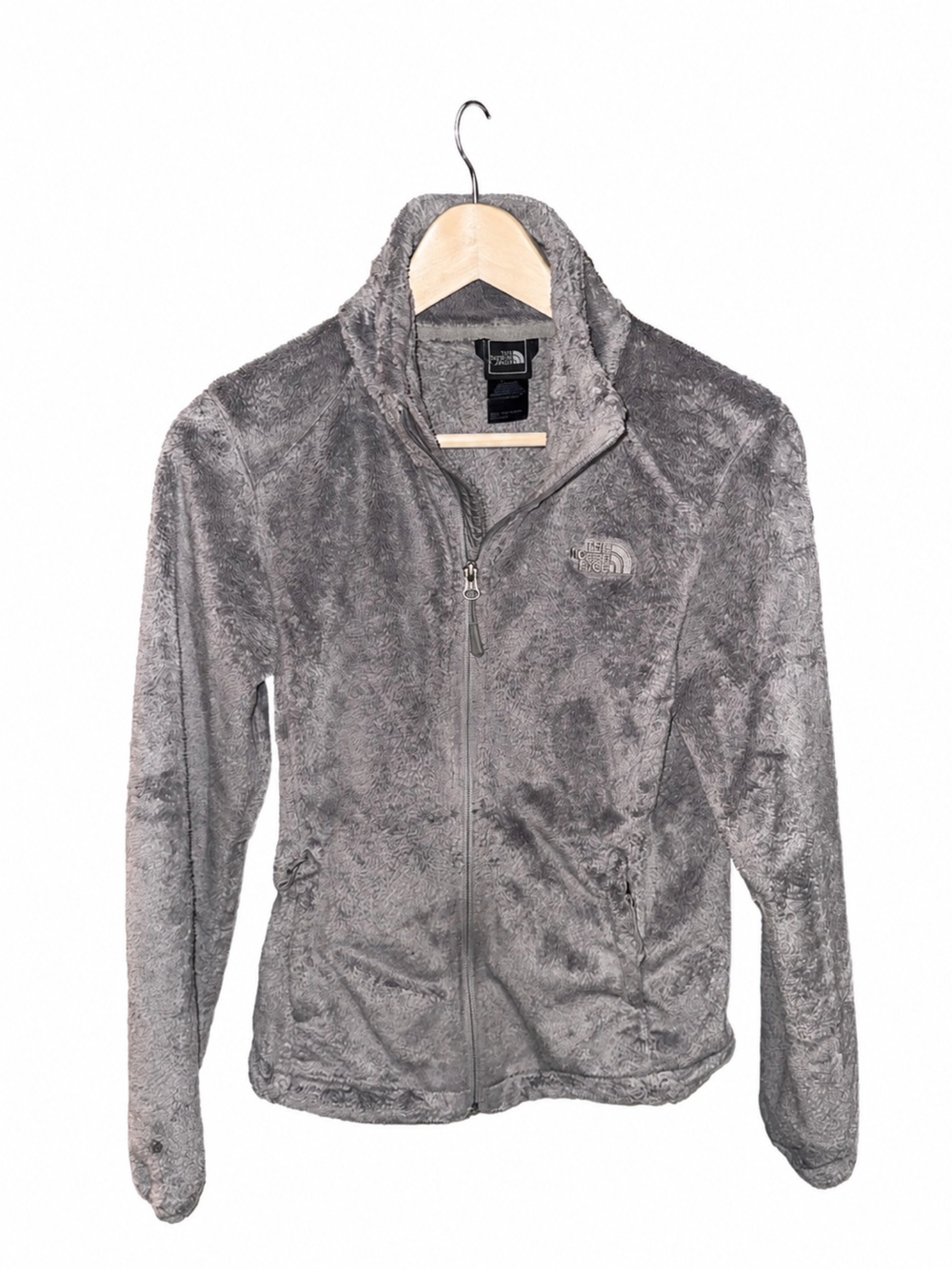 The North Face Gray Plush Full-Zip Teddy Jacket